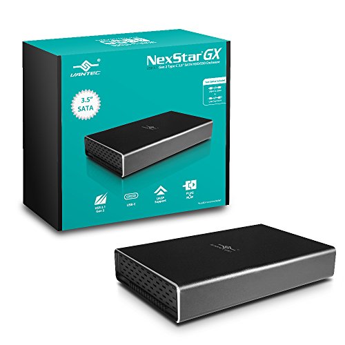 Vantec NST-371C31-BK NexStar Gx USB 3.1 Gen 2 Type-C 3,5 Zoll SATA HDD/SSD Gehäuse, mit C auf C und C auf A Kabel, Aluminiumgehäuse, Schwarz von Vantec