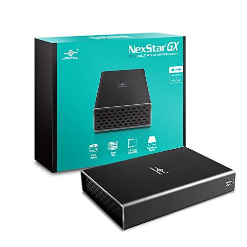 Vantec NexStar CX NST-200S2-BK Externes Festplattengehäuse (6,4 cm (2,5 Zoll), SATA auf USB 2.0) Schwarz Schwarz schwarz Dual 2.5" SATA von Vantec