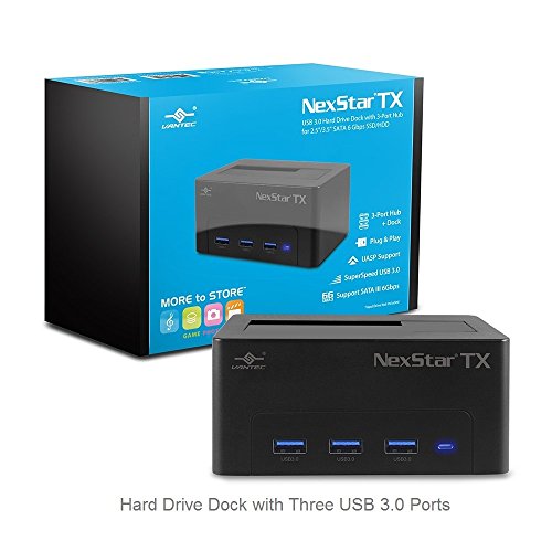 Vantec NexStar TX USB 3.0 Festplatte Dock mit 3-Port Hub für 2,5 Zoll / 3,5 Zoll SATA 6 Gbps SSD/HDD (NST-D328S3H-BK) Schwarz von Vantec