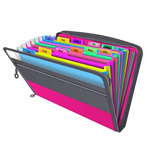 Vanulee Fächermappe, Akkordeon-Dokumentenbox, Aktenordner mit 13 mehrfarbigen Taschen und Etiketten, A4-Dokumentenmappen, Rosa Vanulee Fächermappe, Akkordeon-Dokumentenbox, Aktenordner mit 13 mehrfarbigen Taschen und Etiketten, A4-Dokumentenmappen, Rosa von Vanulee