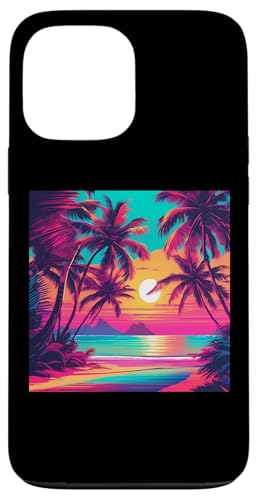 Retro 1990er Vaporwave Palm Tree Beach Sunset, 1980's Beach Hülle für iPhone 13 Pro Max von Vaporwaves and Cool Dayz Garb