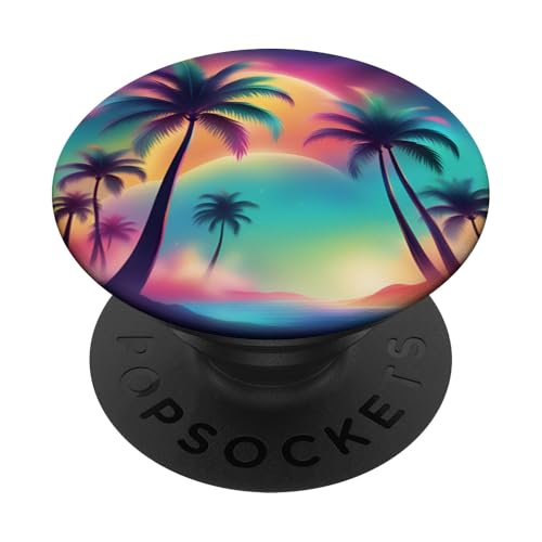 Retro 1990er Vaporwave Palm Tree Beach Sunset, 1980's Beach PopSockets Klebender PopGrip Retro 1990er Vaporwave Palm Tree Beach Sunset, 1980's Beach PopSockets Klebender PopGrip von Vaporwaves and Cool Dayz Garb