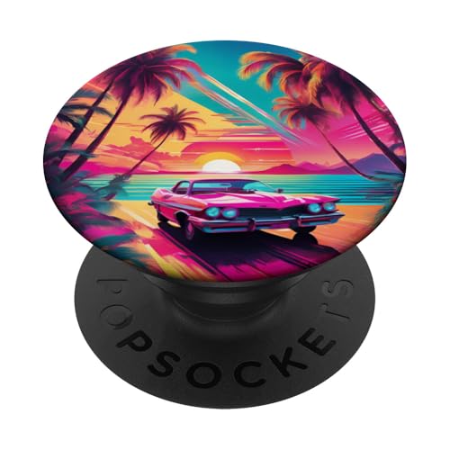 Retro 1990er Vaporwave Palm Tree Beach Sunset, 1980's Beach PopSockets Klebender PopGrip Retro 1990er Vaporwave Palm Tree Beach Sunset, 1980's Beach PopSockets Klebender PopGrip von Vaporwaves and Cool Dayz Garb