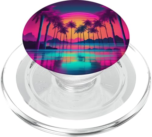 Retro 1990er Vaporwave Palm Tree Beach Sunset, 1980's Beach PopSockets PopGrip für MagSafe Retro 1990er Vaporwave Palm Tree Beach Sunset, 1980's Beach PopSockets PopGrip für MagSafe von Vaporwaves and Cool Dayz Garb