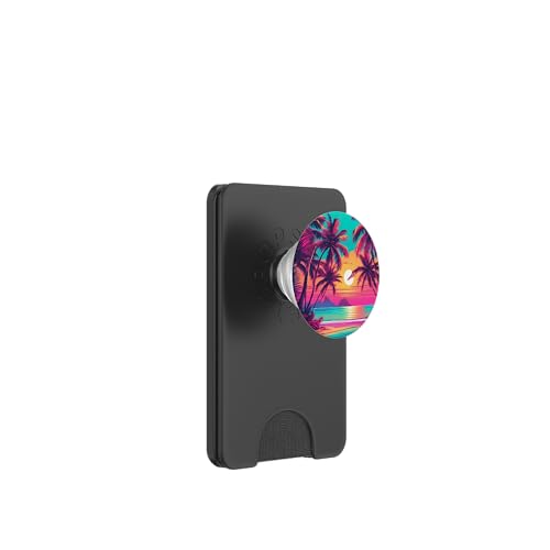 Retro 1990er Vaporwave Palm Tree Beach Sunset, 1980's Beach PopSockets PopWallet für MagSafe von Vaporwaves and Cool Dayz Garb