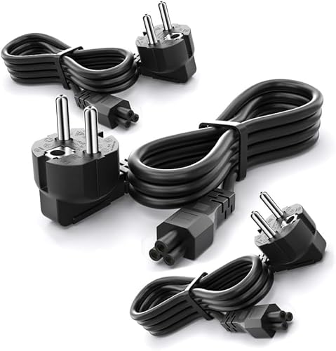 (3 Stück) Euro Netzkabel 3m für Notebook, Varbmt C5 Mickey Mous Kabel, 3 Polig Stromkabel Power Cable für Dell, HP, Samsung, Acer, Lenovo, Asus, Toshiba Computer, Monitor, Projektor, Scooter von Varbmt