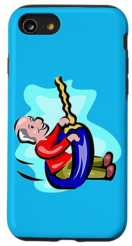 Alter Mann auf einem Reifen Swing Happy Cartoon Klassische Grafik Hülle für iPhone SE (2020) / 7 / 8 von VarieTees