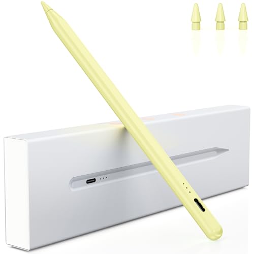 Stift für iPad, (2018-2024) Pencil 2nd Generation für Apple mit Schnellladeleistung Palm Rejection und Neigungssensitivität Stylus für iPad 6-10, für iPad Pro 13''/12,9''/11'', Mini 6/5 (Gelb) von Variglas
