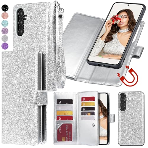 Varikke Samsung A14 5G Hülle Brieftasche, Galaxy A14 5G Hülle Brieftasche für Frauen mit Kartenhalter & Leistungsstarker magnetischer Abnehmbarer Abdeckung & Gurt Glitzer PU Leder Handyhülle für Varikke Samsung A14 5G Hülle Brieftasche, Galaxy A14 5G Hülle Brieftasche für Frauen mit Kartenhalter & Leistungsstarker magnetischer Abnehmbarer Abdeckung & Gurt Glitzer PU Leder Handyhülle für von Varikke