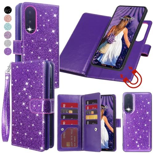 Varikke Schutzhülle für Galaxy S25 Edge, abnehmbar, mit Kartenhalter, modisches PU-Glitzer-Lederband, magnetisch, Klappetui, abnehmbare Handyhülle für Samsung Galaxy S25 Edge 6,7 Zoll, Dunkelviolett Varikke Schutzhülle für Galaxy S25 Edge, abnehmbar, mit Kartenhalter, modisches PU-Glitzer-Lederband, magnetisch, Klappetui, abnehmbare Handyhülle für Samsung Galaxy S25 Edge 6,7 Zoll, Dunkelviolett von Varikke