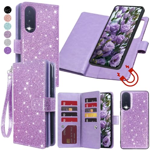 Varikke Schutzhülle für Galaxy S25 Edge, abnehmbar, mit Kartenhalter, modisches PU-Glitzer-Lederband, magnetisch, Klappetui, abnehmbare Handyhülle für Samsung Galaxy S25 Edge 6,7 Zoll, Hellviolett Varikke Schutzhülle für Galaxy S25 Edge, abnehmbar, mit Kartenhalter, modisches PU-Glitzer-Lederband, magnetisch, Klappetui, abnehmbare Handyhülle für Samsung Galaxy S25 Edge 6,7 Zoll, Hellviolett von Varikke