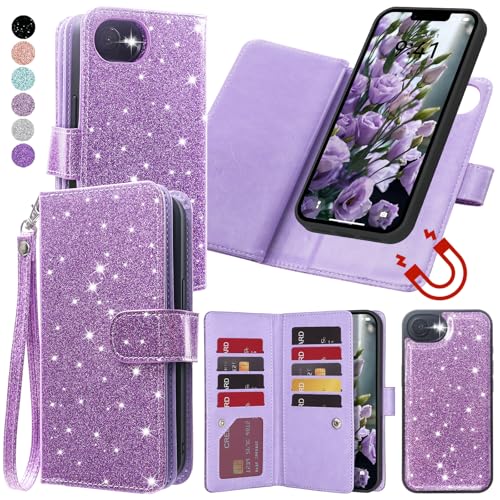 Varikke Schutzhülle für iPhone 16e, abnehmbar, mit Kartenhalter, modisch, Glitzer, PU-Leder, Handschlaufe, stark, magnetisch, Klappetui, abnehmbare Handyhülle für iPhone 16e, 15,5 cm (6,1 Zoll Varikke Schutzhülle für iPhone 16e, abnehmbar, mit Kartenhalter, modisch, Glitzer, PU-Leder, Handschlaufe, stark, magnetisch, Klappetui, abnehmbare Handyhülle für iPhone 16e, 15,5 cm (6,1 Zoll von Varikke