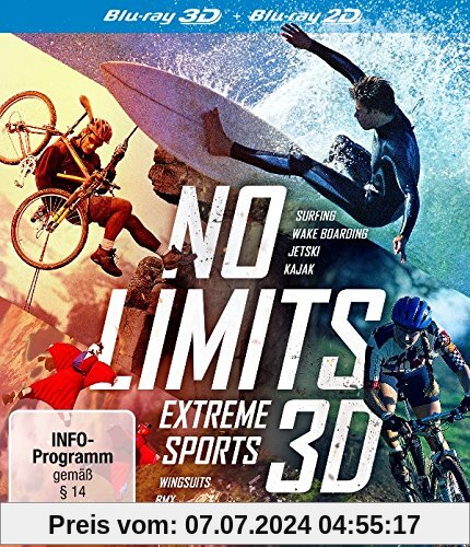No Limits: Extreme Sports 3D (3D Blu-ray) 3-Blu-ray-Box: Surfing - Wake Boarding - JetSki - Kajak - Wingsuits - BMX - Mountain Bike von Various