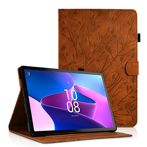 Varohix Hülle für Lenovo Tab P11 Pro (2nd Gen) / Tab P11 Pro Gen 2 Folio Stand Magnetic Cover Foldable PU Leather with Card Holder Pattern Case Birds Trees Lenovo Tab P11 Pro 2022 11.2 Inch,Brown von Varohix