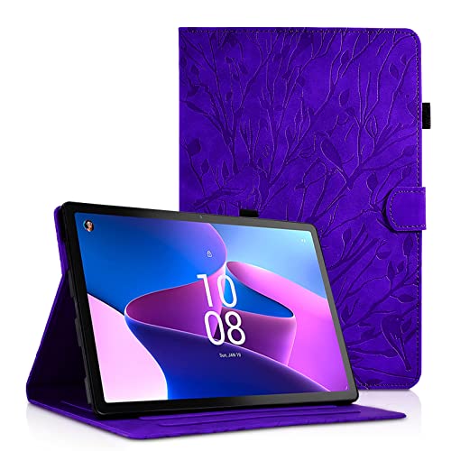 Varohix Hülle für Lenovo Tab P11 Pro (2nd Gen) / Tab P11 Pro Gen 2 Folio Stand Magnetic Cover Foldable PU Leather with Card Holder Pattern Case Birds Trees Lenovo Tab P11 Pro 2022 11.2 Inch,Purple von Varohix