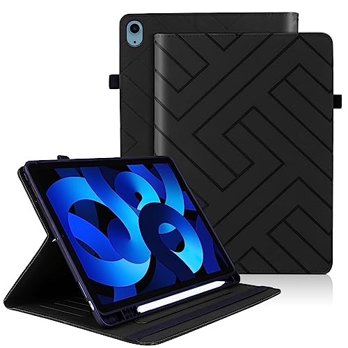 Varohix Hülle für iPad Air 5 2022 Hülle/iPad Air 4 2020 Hülle 10,9 Zoll Premium Leder Hülle Folio Magnetische Abdeckung Kartenhalter mit S-Stifthalter und Auto Sleep/Wake für iPad Air 10.9, Schwarz von Varohix