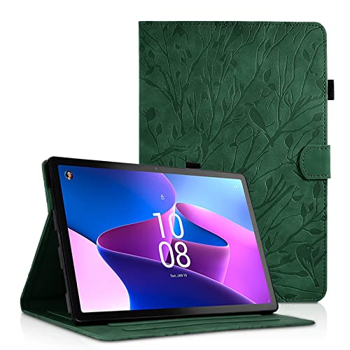 Varohix Samsung Galaxy Tab S6 Lite 10,4 Zoll 2022/2020 Hülle SM-P610/P613/P615/P619 PU Leder Folio Cover Flip Stand Shell mit Kartenhalter Muster Hülle Vögel Bäume Galaxy Tab S6 Lite 10,4 Zoll Grün von Varohix