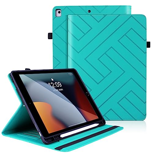 Varohix Schutzhülle für iPad 9,7 Zoll 2018/2017 (iPad 5./6. Generation), iPad Air 2/Air 1, Premium-Lederhülle, Folio, magnetische Abdeckung, Kartenhalter mit S-Stifthalter und automatischer von Varohix