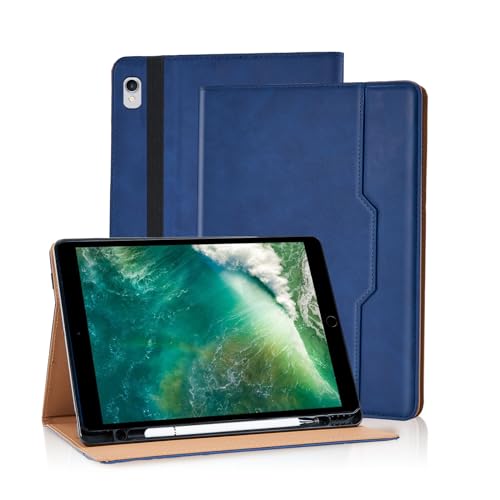 Varohix Schutzhülle für iPad 9. / 8. / 7. Generation (2021/2020/2019), 25,7 cm (10,2 Zoll), Multi-Winkel-Ständer, mit Handschlaufe, automatischer Schlafmodus, Blau von Varohix