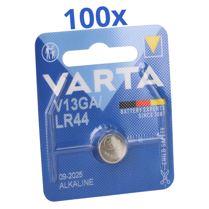 100x Varta Knopfzelle Electronics V 13 GA / A76 / LR 44 Alkaline 1,5 V 1er Blister von Varta