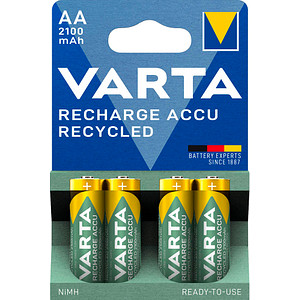 4 VARTA Akkus RECHARGE ACCU Recycled Mignon AA 2.100 mAh von Varta