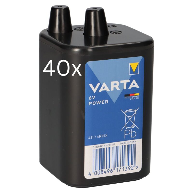 40x Varta 4R25 431 6V 8.500mAh Batterie Zink-Kohle von Varta