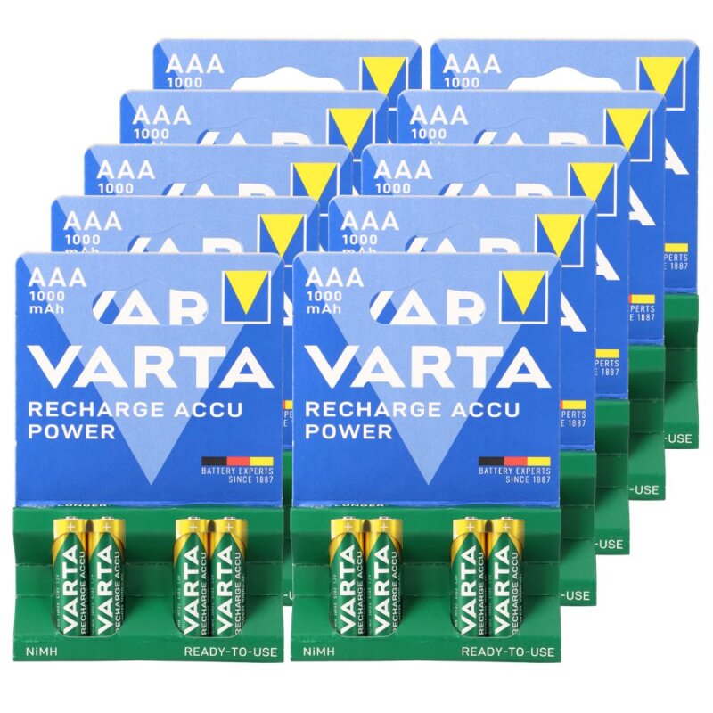 40x Varta Ready2Use AAA Micro Akku Ni-MH 1,2V 1000mAh (10x 4er Blister) von Varta