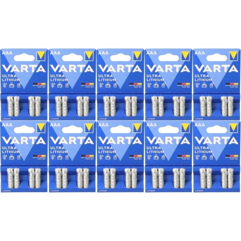 40x Varta Ultra Lithium AAA Micro Batterie 10x 4er Blister 6103 von Varta
