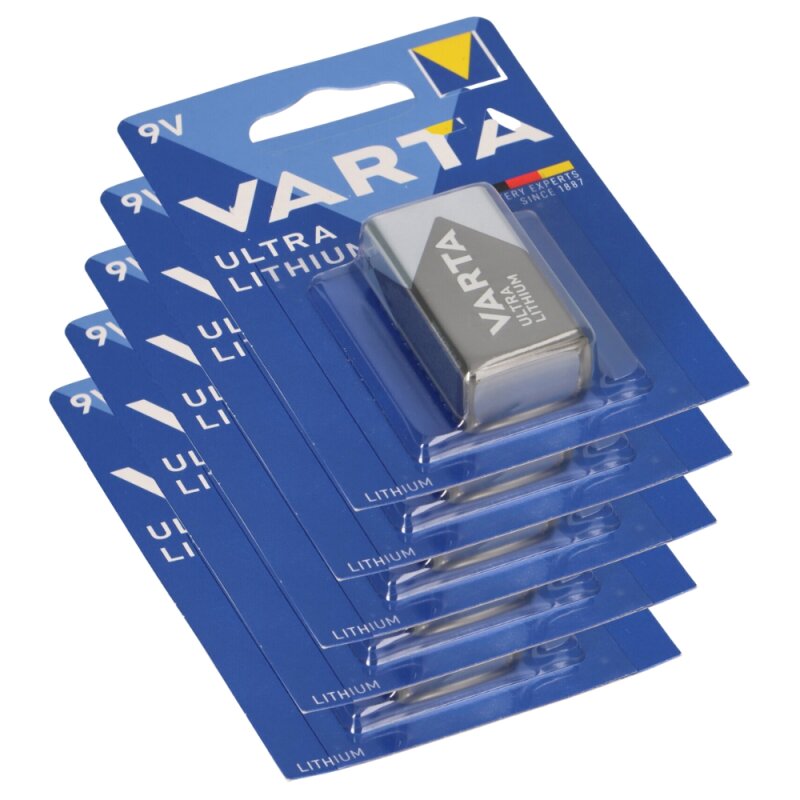 5x 1er Blister Varta Professional Lithium Batterie 9V-Block von Varta