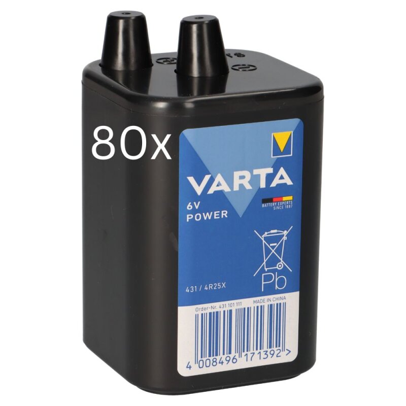 80x Varta 4R25 431 6V 8.500mAh Batterie Zink-Kohle von Varta