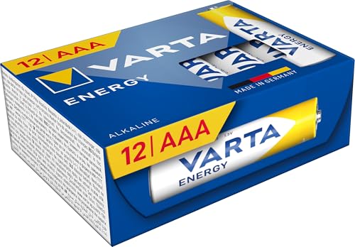 VARTA Batterien AAA, 12 Stück, Energy, Alkaline, 1,5V, Cube, Verpackung zu 90% recycelt, für einfachen Grundbedarf, Made in Germany von VARTA