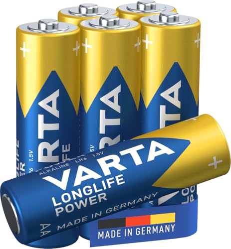 VARTA Batterien AA, 6 Stück, Longlife Power, Alkaline, 1,5V, ideal für Spielzeug, Funkmaus, Taschenlampen, Verpackung zu 90% recycelt, Made in Germany von Varta