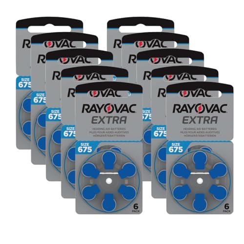 Rayovac Extra Advanced Zink Luft Hörgerätebatterie (in der Größe 675er Pack, mit 60 Batterien, geeignet für Hörgeräte Hörhilfen Hörverstärker) blau von Varta