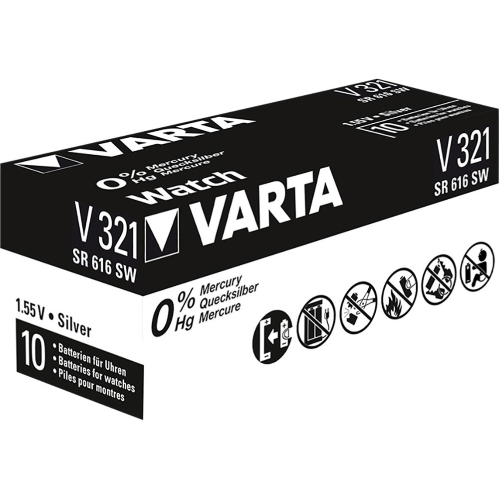 Silberoxid-Knopfzelle 321, Batterie von Varta