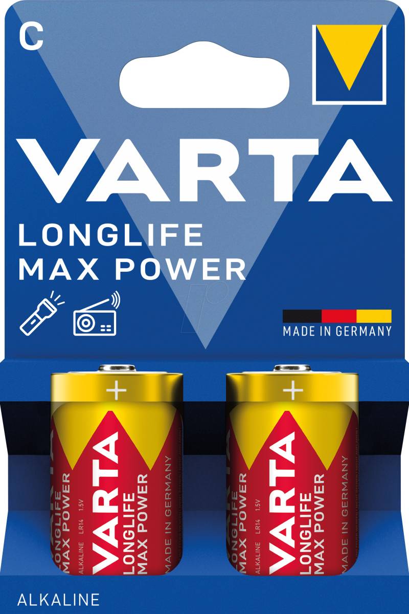 VAR LLMP C 2X - Max Power, Alkaline Batterie, C (Baby), 2er-Pack von Varta