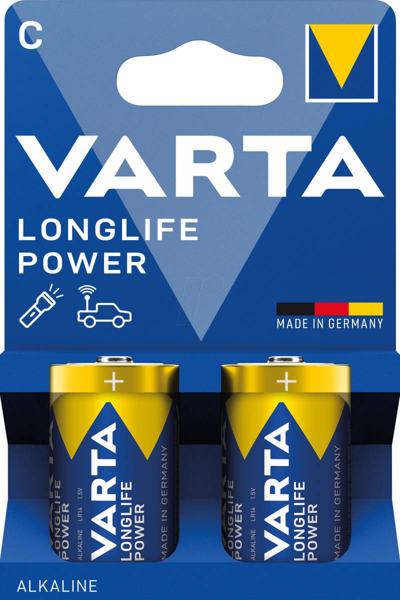 VAR LLP C 2X - Longlife Power, Alkaline Batterie, C (Baby), 2er-Pack von Varta