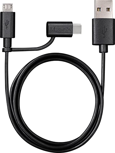 VARTA 2 in 1 Kabel mit Micro USB & USB C Adapter, Datenkabel, 1m Kabellänge, Charge & Sync, für Smartphones, Tablets, Laptops, MP3 Playern, Navigationssystemen, E-Reader, Bluetooth Headsets von Varta
