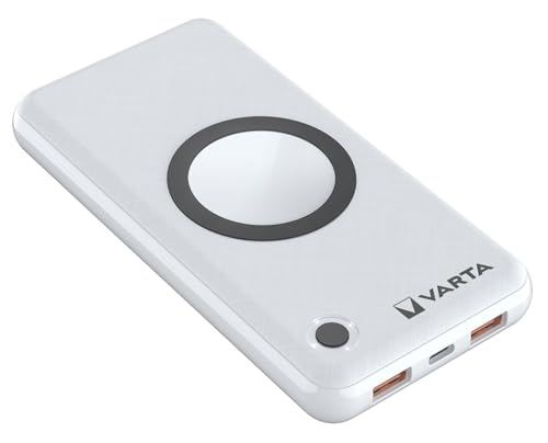 VARTA 2 in 1 Power Bank und Wireless Charger, kabelloses Ladegerät, Powerbank 15000mAh, LED Ladestandanzeige, lädt bis zu 4 Geräte gleichzeitig, inkl. USB C Ladekabel von Varta