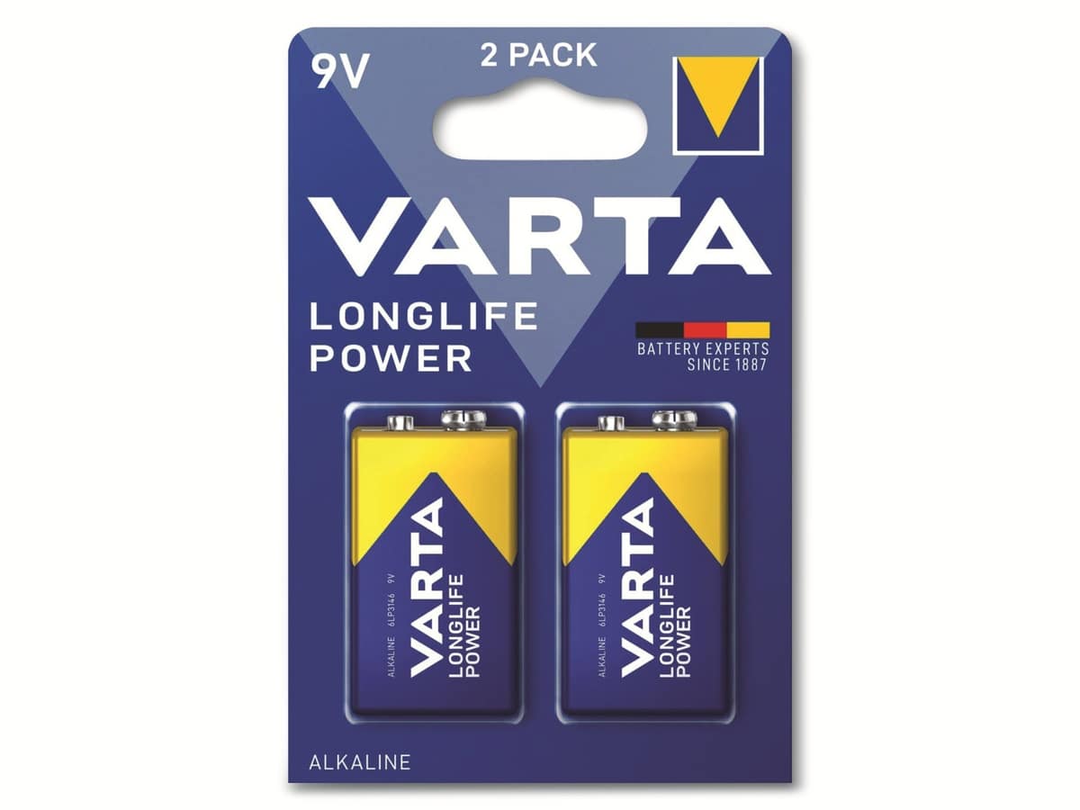 VARTA 9V Block-Batterie LONGLIFE POWER, 2 Stück von Varta