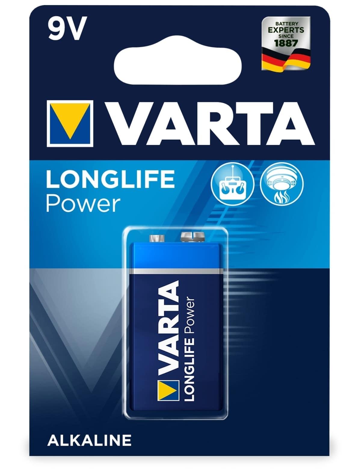 VARTA 9V-Blockbatterie, LONGLIFE, Power, 1St.(Blister) von Varta