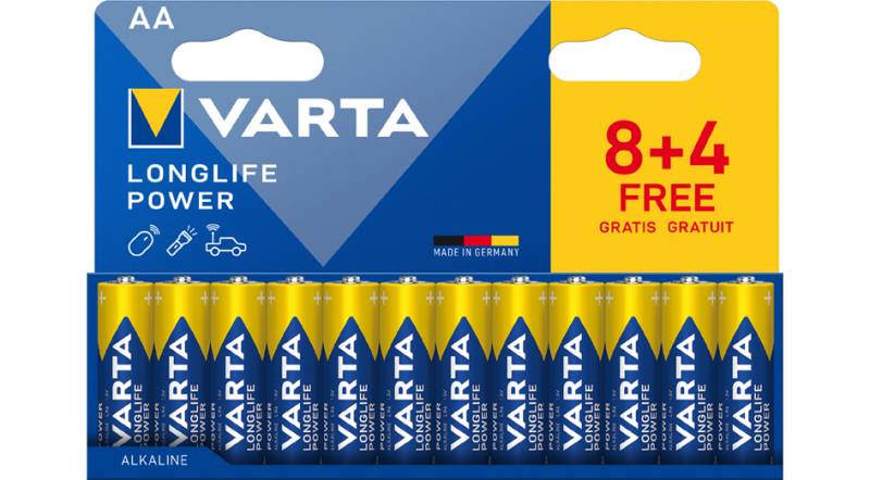VARTA Alkaline Batterie , LONGLIFE POWER, , Mignon AA, 8+4 von Varta