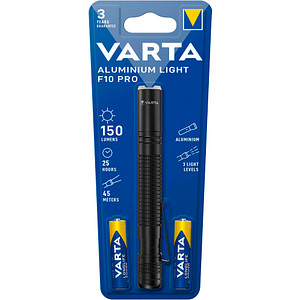 VARTA Aluminuim Light F10 Pro LED Taschenlampe schwarz, 150 Lumen von Varta