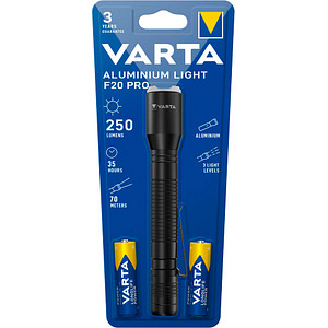 VARTA Aluminuim Light F20 Pro LED Taschenlampe schwarz, 250 Lumen von Varta