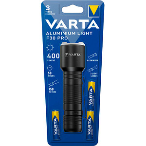 VARTA Aluminuim Light F30 Pro LED Taschenlampe schwarz, 400 Lumen von Varta