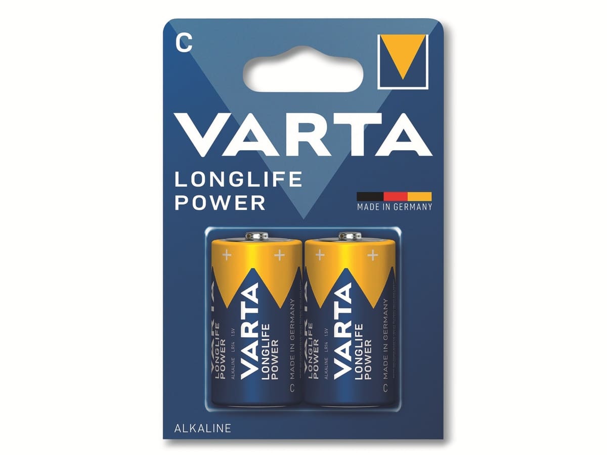 VARTA Batterie Alkaline, Baby, C, LR14, 1.5V, Longlife Power, 2 Stück von Varta