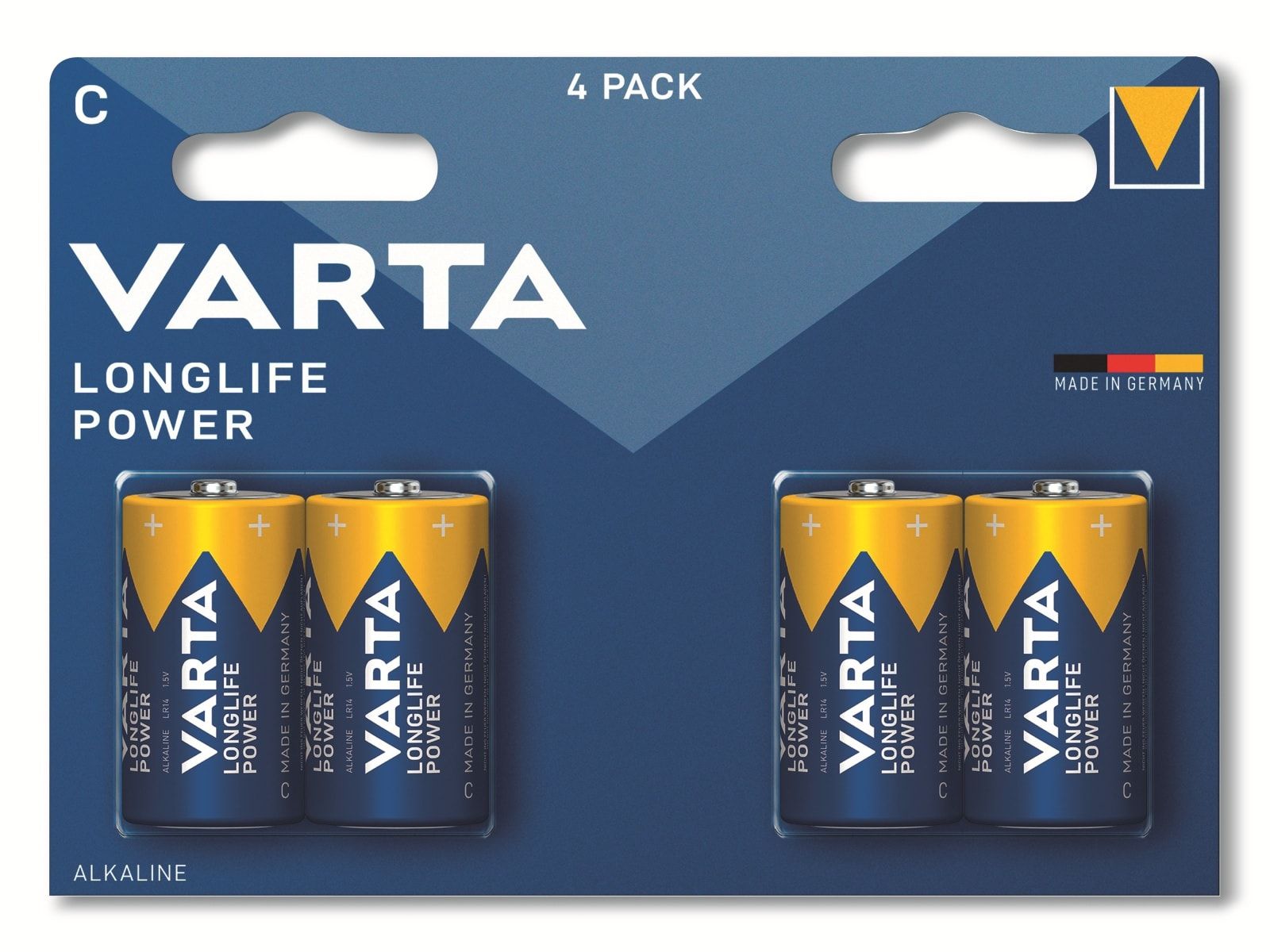 VARTA Batterie Alkaline, Baby, C, LR14, 1.5V, Longlife Power, 4 Stück von Varta