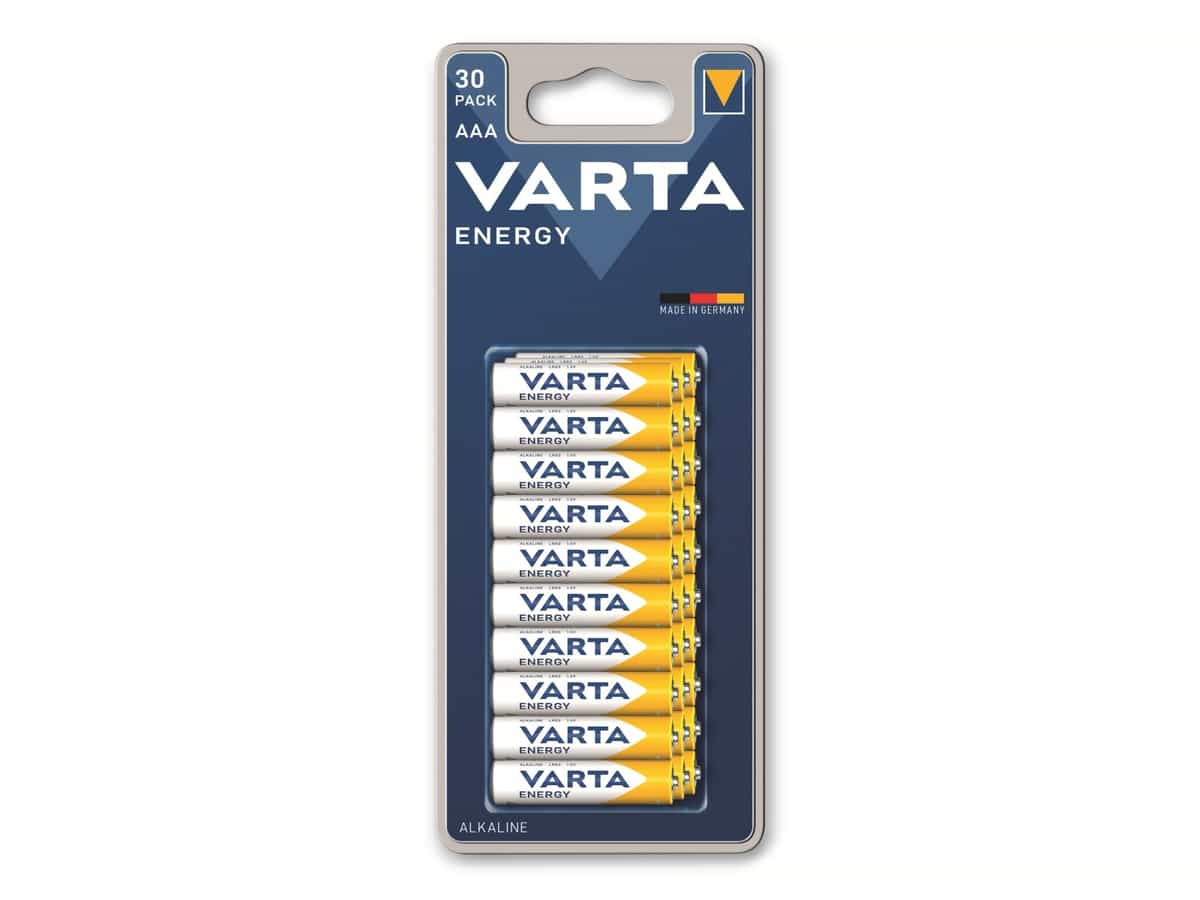 VARTA Batterie Alkaline, Micro, AAA, LR03, 1.5V, Energy, 30 Stück von Varta