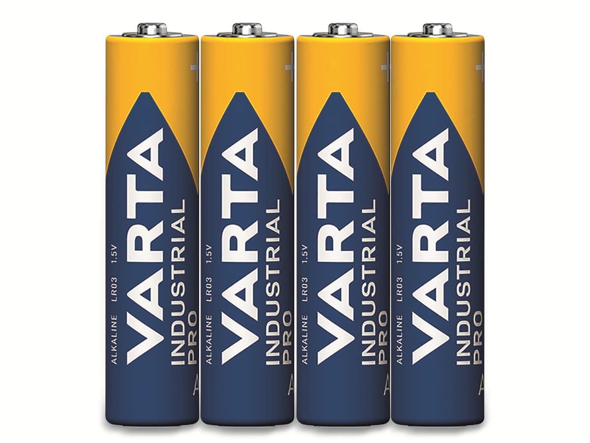 VARTA Batterie Alkaline, Micro, AAA, LR03, 1.5V, Industrial Pro, 4 Stück von Varta