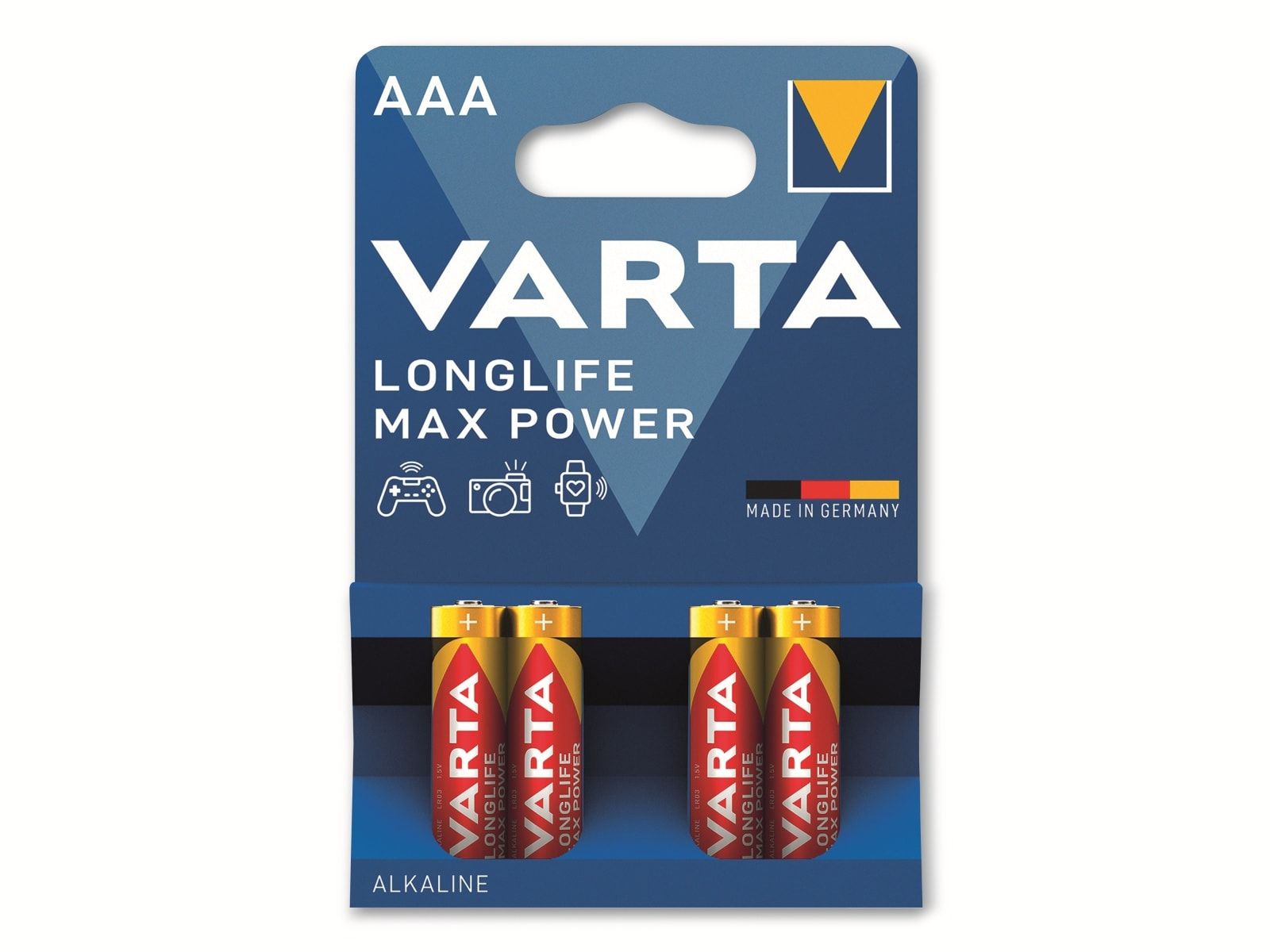 VARTA Batterie Alkaline, Micro, AAA, LR03, 1.5V, Longlife Max Power, 4 Stück von Varta