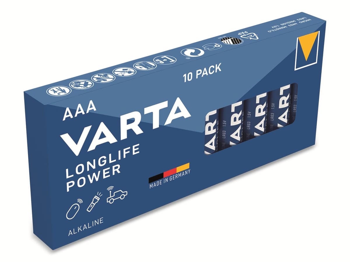 VARTA Batterie Alkaline, Micro, AAA, LR03, 1.5V, Longlife Power, 10 Stück VARTA Batterie Alkaline, Micro, AAA, LR03, 1.5V, Longlife Power, 10 Stück von Varta